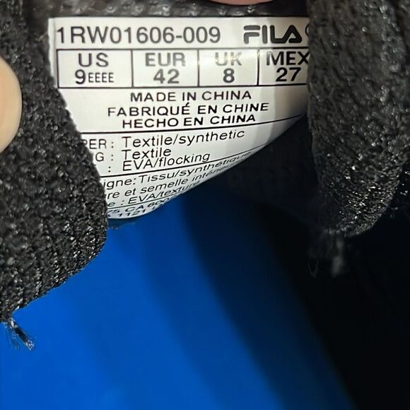 FILA Men's Running Shoe Size 9 Wide 4E Memory Panorama Black Blue Sneaker Laces - Picture 10 of 13